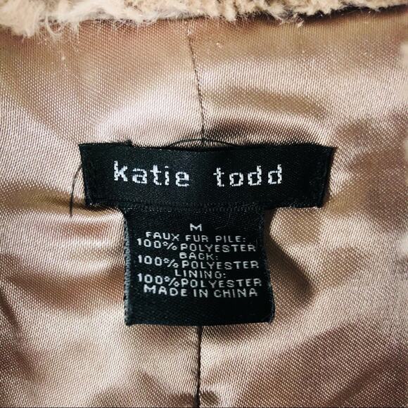 Katie Todd tan faux fur lined teddy pockets open or closed vest medium - Picture 7 of 9